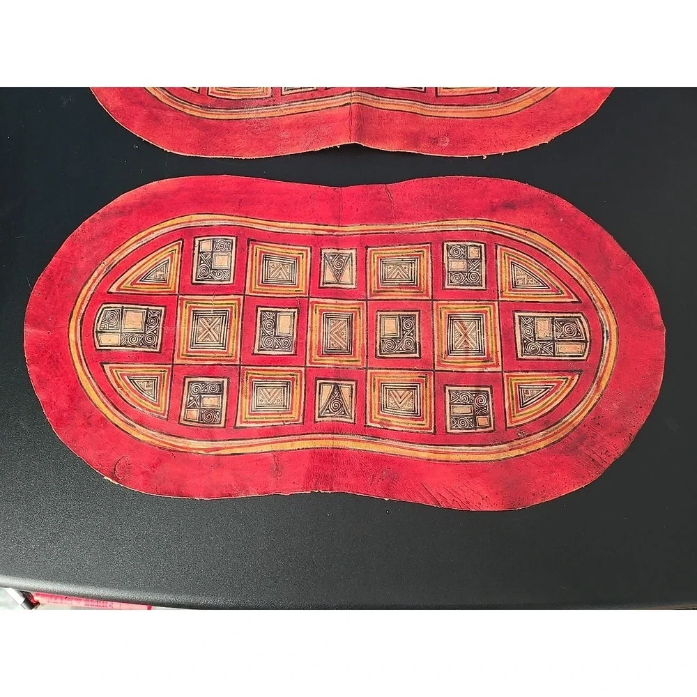 Vtg Tuareg Touareg Leather Cushion Cover Red Tribal Ethnic Handmade Ethnography